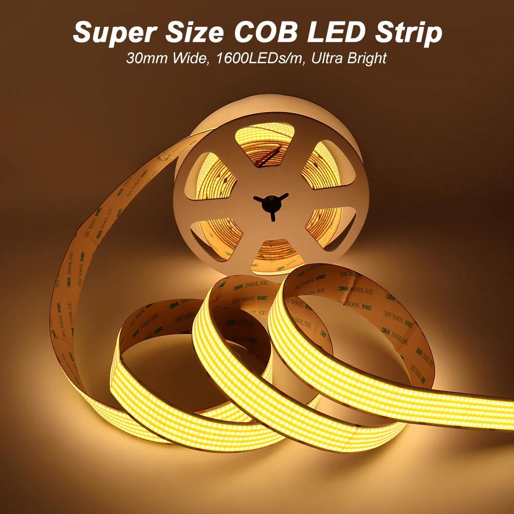 COB LED Ʈ , ǳ Ȩ   ſ   LED , 1600LEDs/m, 24V, 3000K, 4000K, 6000K, RA90, 30mm